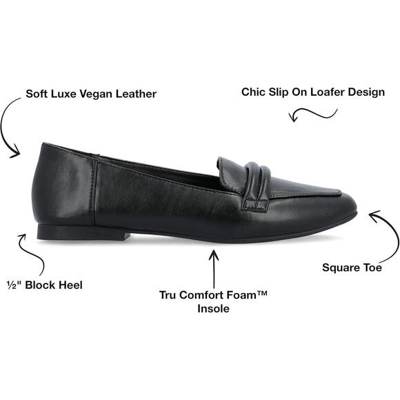 Journee Womens Vidoree Tru Comfort Foam Loafer Slip On Square Toe Flats - Picture 2 of 6